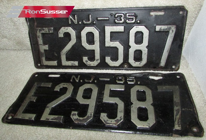 Vintage Antique 1935 NEW JERSEY License Plates- E29587 NJ-35 Pair