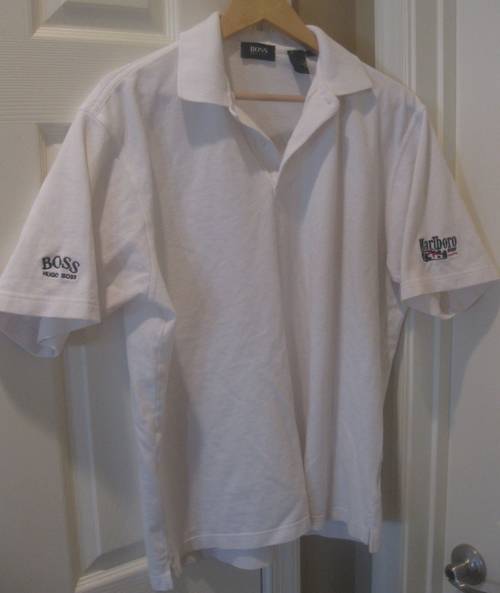 Hugo Boss White Polo Shirt L Large Marlboro 500 – RonSusser.com