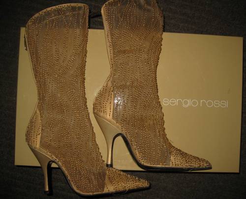 Sergio Rossi Beaded Tall Sexy Gold 