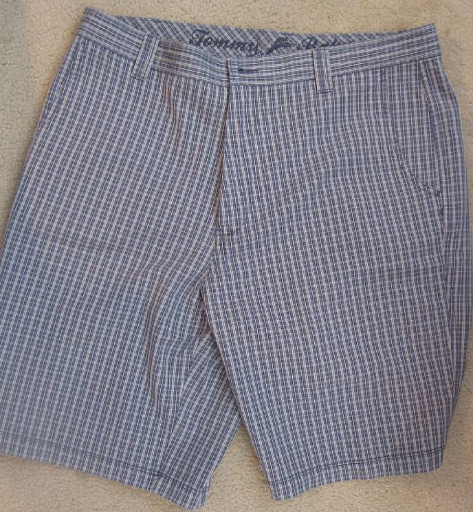 Tommy Bahama Blue Check Pattern Shorts Size 35 Silk/Cotton Blend ...