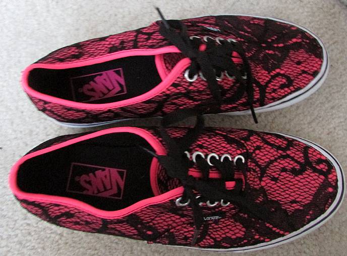 Vans Authentic Neon Pink & Lace Shoes Ladies Size 8.5 Very ...