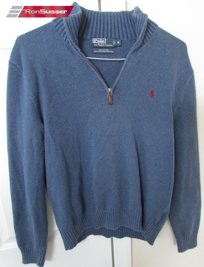 Polo Ralph Lauren 100% Cotton Zip Neck Sweater Blue Medium EUC ...