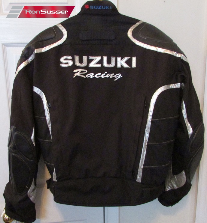 Suzuki Racing Black Nylon & Leather Motorcycle Jacket Size XL EUC