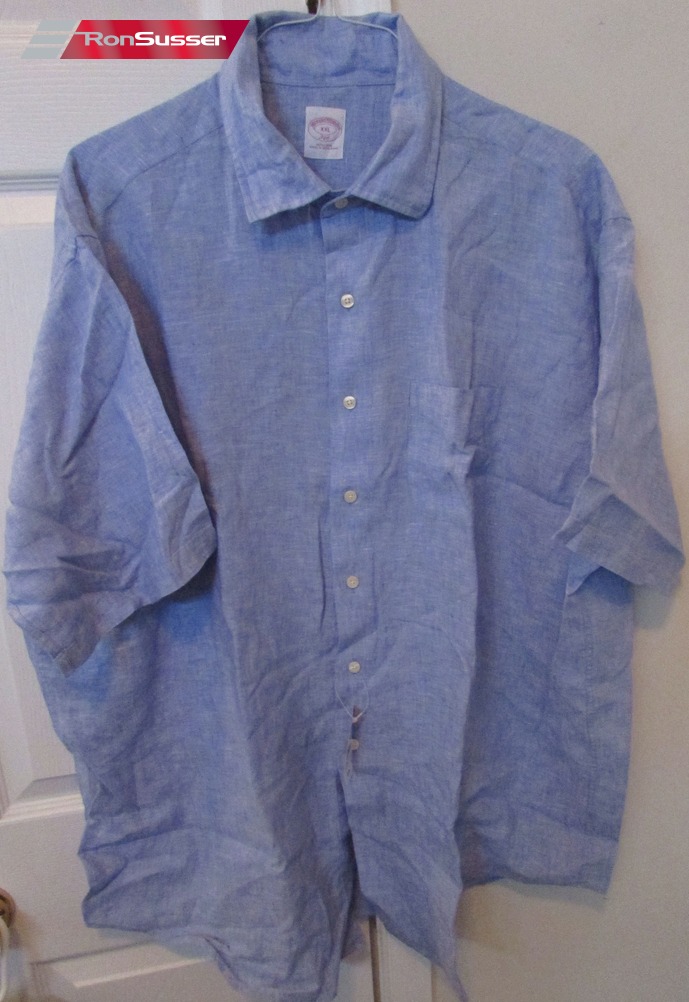 Brooks Brothers 346 Blue Linen Mens Short Sleeve Shirt XXL Brand New ...