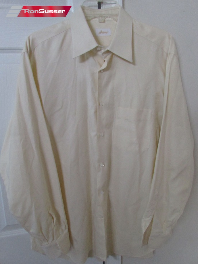 Brioni Mens Button Front Cotton Yellow Dress Shirt 16.5/42 Made in ...