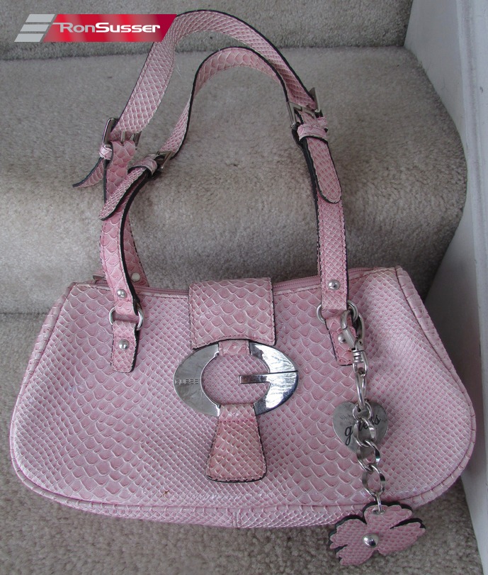 guess pink snakeskin bag