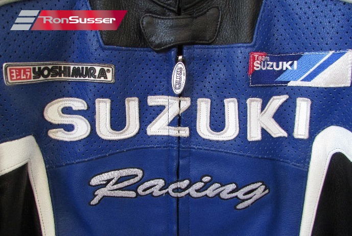 Suzuki Racing Black Blue Performance Leather Motorcycle Jacket Size 42 ...