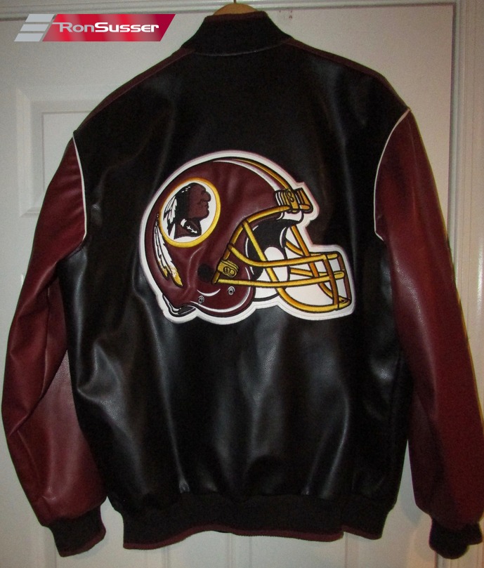 Vintage Washington Redskins NFL Faux Leather All Over Print Jacket US Size  LARGE