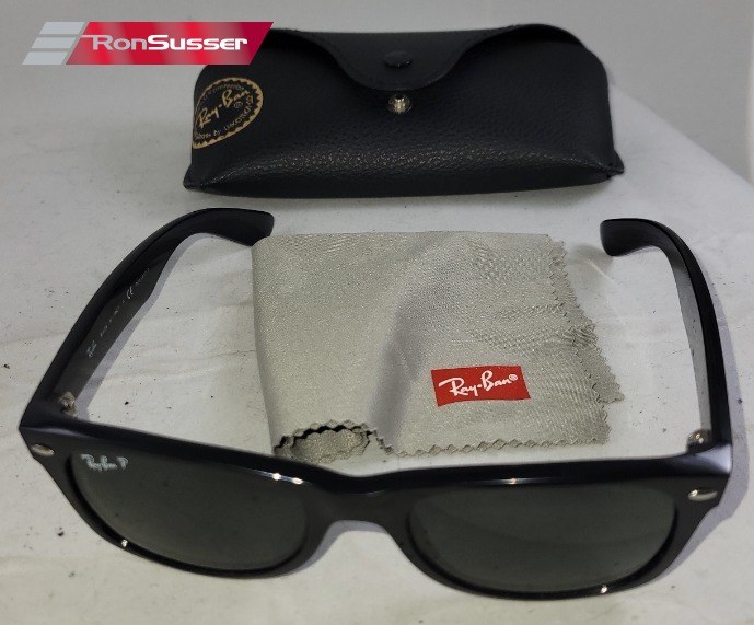 Ray Ban New Wayfarers RB2132 901/58 52-18 Black Frame Black Lenses with ...